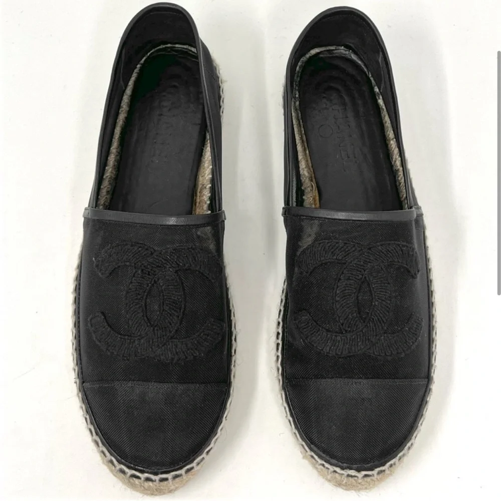 🥰 CC CHANEL mesh black espadrilles 38 - Picture 2 of 7